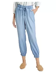 Women's Size S Mid-Rise Jogger Pants Light Blue Knox Rose Waist Bow Tie - Picture 1 of 6
