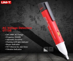 UNI-T UT13B AC Voltage Detector Test Pen Auto Sense 50V~1000V Buzzer Flash vibra - Picture 1 of 13