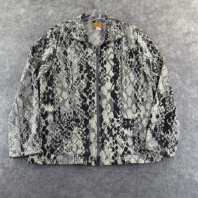 Ruby Rd Womens Jacket 12 Multicolor Full Zip Long Sleeve Shiny Plastic Square  - Image 1 of 4