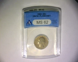 1966 WASHINGTON QUARTER STRUCK ON A NICKEL PLANCHET U.S. ERROR COIN - Picture 1 of 7