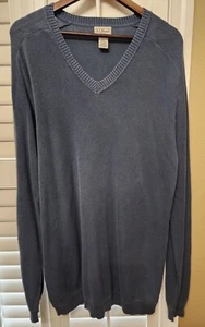 L. L. Bean V Neck Sweater Mens Size XL Tall Blue 100% Cotton - Picture 1 of 5