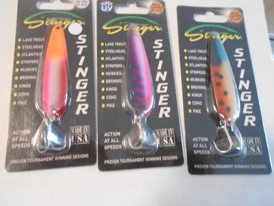 Lote de 3 cucharas de arrastre de salmón Gibbs Michigan Stinger Walleye 3 3/4" lote #12 Foto 1 de 2