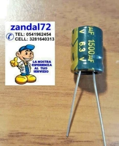 5 CONDENSATORI ELETTROLITICI VERTICALI 1500uF 6,3V VOLT 105° 10x13 PASSO 5mm - Bild 1 von 5