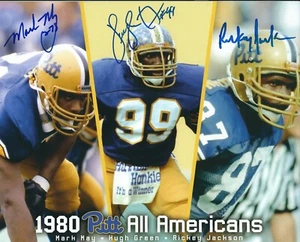 Autographed 8x10 MARK MAY, HUGH GREEN & RICKEY JACKSON Pitt photo w/Show Ticket - Picture 1 of 1