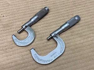2pc Brown & Sharpe Micrometer Lot 0-1 And 20-1 Carbide Faces Micrometers - Picture 1 of 14