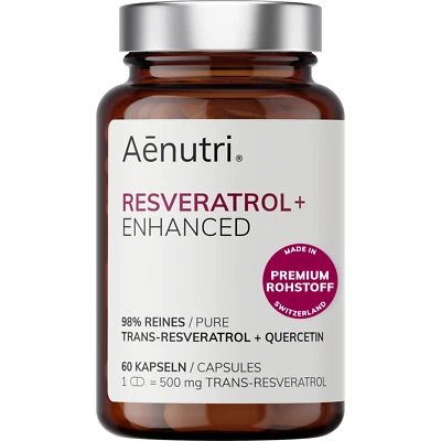 RESVERATROL Plus de Aenutri® - Alta dosis, materia prima suiza premium, 60 Kps