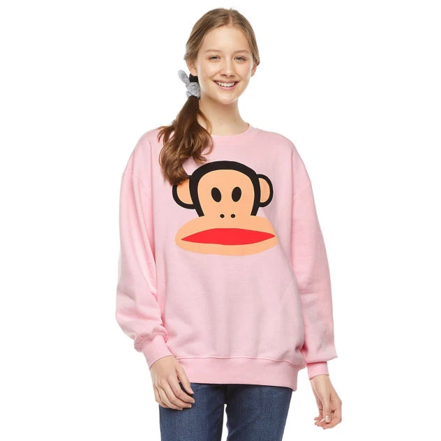 Juniors' Paul Frank $44 Julius Monkey Oversized Pink Cotton Blend Sweatshirt NWT - Image 1 of 4