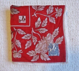 VINTAGE ARITA GEN COLLECTION RED FLORAL COTTON 18" HANDKERCHIEF BANDANNA SCARF - Picture 1 of 4