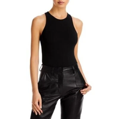 Body tejido liso negro AQUA para damas, espalda deportiva, cierre a presión, ¡NUEVO CON ETIQUETAS! Foto 1 de 4