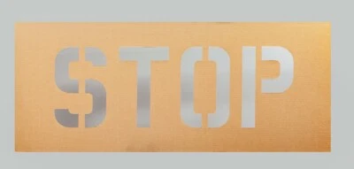 24 INCH TALL 'STOP' STENCIL FOR USE ON PARKING LOT, STREET or WALL