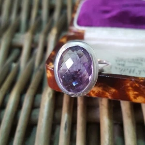 Vintage 925 Sterling Silber Ring, natürlicher Amethyst Ring, 9,33ct, Größe S US 9 - Bild 1 von 8