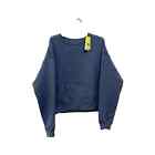 All In Motion Nwt Women's Xs Blue Cotton Quilted Crewneck Pullover Sweatshirt 