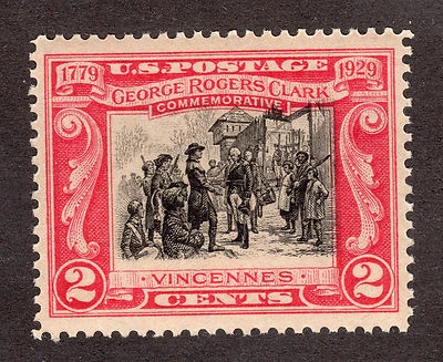 US # 651 (1929) 2c, MNH/OGnh -Grade: VF  EFO: Black Color Shift upward. - Image 1 of 3