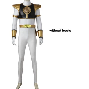 White Ranger Tommy Oliver Cosplay Costume Dino Rangers Captain Outfit - Picture 1 of 17