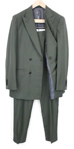 SUITSUPPLY La Spalla Men Suit UK38L Green 2-Piece Slim Melange Two-Row Wool - Picture 1 of 18
