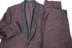 John varvatos tuxedo suit Mens 48L 40x31.5 shawl collar Jacquard wool 2 piece