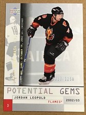 2002-03 JORDAN LEOPOLD UD MASK COLLECTION ROOKIE CARD #173 FLAMES #1018/1250