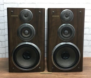 KENWOOD LS-11ES 3-way Bookshelf Speakers Woodenlike Brown Walking Tested used - Picture 1 of 24