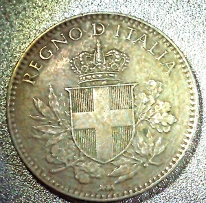 1919-R ITALIA 20 CENTESIMI, COPPER/NICKEL, AU/MS CONDITION, CIRCULATED - Picture 1 of 2