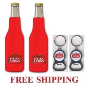 STELLA ARTOIS BIRRA BELGA 2 BOTTIGLIE TUTA COOLER COOLIE KOOZIE & 2 APRIBOTTIGLIE - Foto 1 di 1