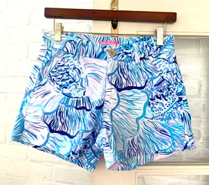 LILLY PULITZER MEERESDRUCK 4" CALLAHAN STRETCH MITTELHOHE SHORTS GRÖSSE 00 - Bild 1 von 4