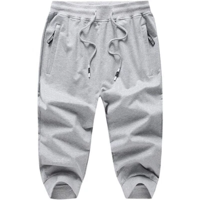 Pantalones capri de 3/4 de longitud para hombre pantalones cortos deportivos informales para gimnasio entrenamiento correr Foto 1 de 4