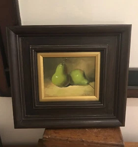 Original acrylic Still Life painting Pears Signed Framed 19” X 18” - Picture 1 of 7