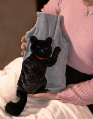 MARCO PAUL Hot Water Bottle 2L Cat Soft Plush Cover Bed Warmer Heater Christmas Gift Kitten