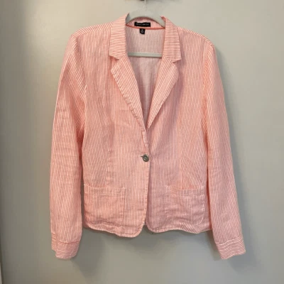 Blazer Willy Smith Mujer Chaqueta Algodón Rayas Bolsillos Talla 10 Foto 1 de 4