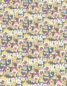 Vintage Bunny Rabbit Easter Cotton Quilting Fabric 41x55 - Picture 1 of 4