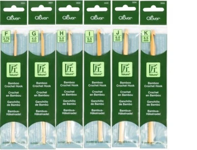6 ganchos de ganchillo de bambú Clover Takumi tamaños F,G,H,I,J,K Foto 1 de 4