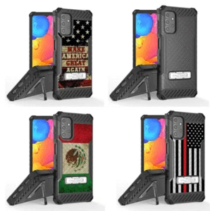 Red Black Impact Dual Layer Stand Cover Case W Strap FOR Samsung Galaxy A Series - Picture 1 of 13