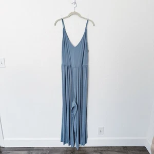 American Eagle Size XXL Blue Strappy Back Wide Leg V-Neck Soft & Sexy Jumpsuit - Picture 1 of 12