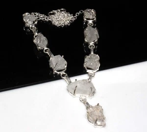 Herkimer Diamant 925 Silber vergoldet Halskette 19" Beste Freundin Geschenk GW - Bild 1 von 3