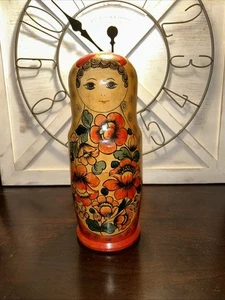 1988 USSR 13 Inch Tall 9 Pce Traditional Matryoshka Nesting Doll Incomplete - Picture 1 of 23