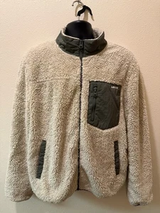Levi’s Sherpa Fleece Jacke XL Hafergrün Colorblock Full Zip Teddy Mantel - Bild 1 von 5