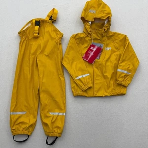Helly Hansen Kinder 4 Jahre Bergen Regenset gelb wasserdicht Kapuze Jacke Trägerhose - Bild 1 von 5