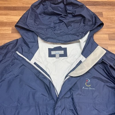 Peter Millar Lightweight water resist Full Zip Rain Jacket Men's XL Navy Blue - Image 1 of 4