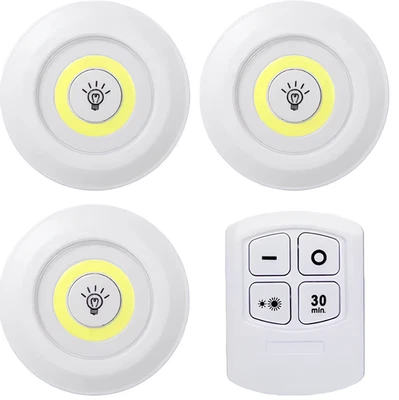 3 FARETTI COB CONTROLLO REMOTO PUNTO LUCE A LED LAMPADA ARMADIO CON TELECOMANDO - Immagine 1 di 4