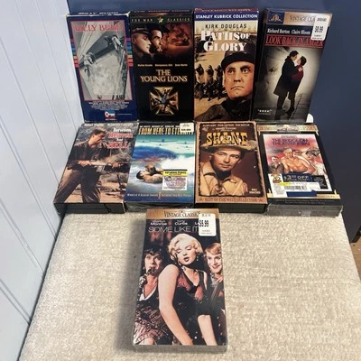 50s Best Film 9 VHS Lot Monroe Brando Lancaster Burton Ladd Kubrick Douglas Foto 1 de 4