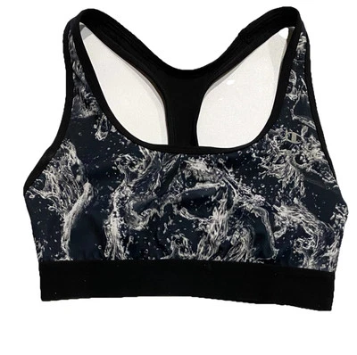 Champion Black White Marbled Marble Design Racerback Sports Bra Size Medium - Image 1 of 4