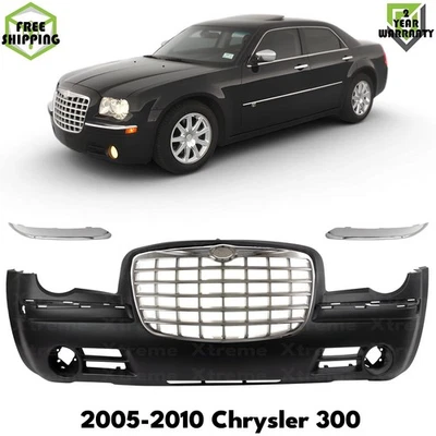 Front Bumper Cover Primed Plastic & Grille Assembly For 2005-2010 Chrysler 300 - Image 1 of 4