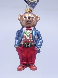 Oso de Navidad osito peluche colgante decoración árbol de Navidad figura de cristal 11 x 5 cm - Imagen 1 de 6