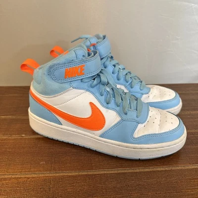 Nike Court Borough Mid 2 BG Kids Sneakers Aquarius Blue Orange SZ 6Y HF4791-407 - Image 1 of 4