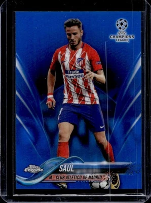 2017 Topps Chrome UEFA Saul Blue Refractor #117/150 Atletico - Image 1 of 2