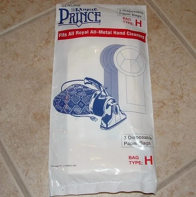 NOS Royal Prince Hand Vacuum Type H Disposable Bags 3 Pack *NEW* - image 1 of 3