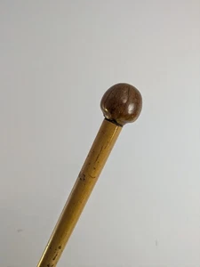 Antique Walking Stick Wooden Victorian Cane Round Ball Handle 86cm (34") - Picture 1 of 12