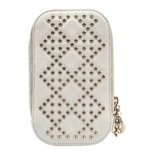 Dior Lady Dior S0872BNHB Shoulder Bag Phone Pouch Phone Case White Gold Hardware - Picture 1 of 9