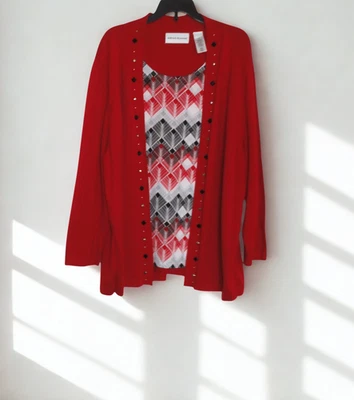 Suéter Alfred Dunner XL Rojo Adornado con Tanque Adjunto Foto 1 de 3