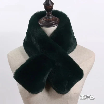 Women Men Winter Loophole Scarf Faux Rabbit Fur Collar 82*13cm Neck Warmer - Image 1 of 4